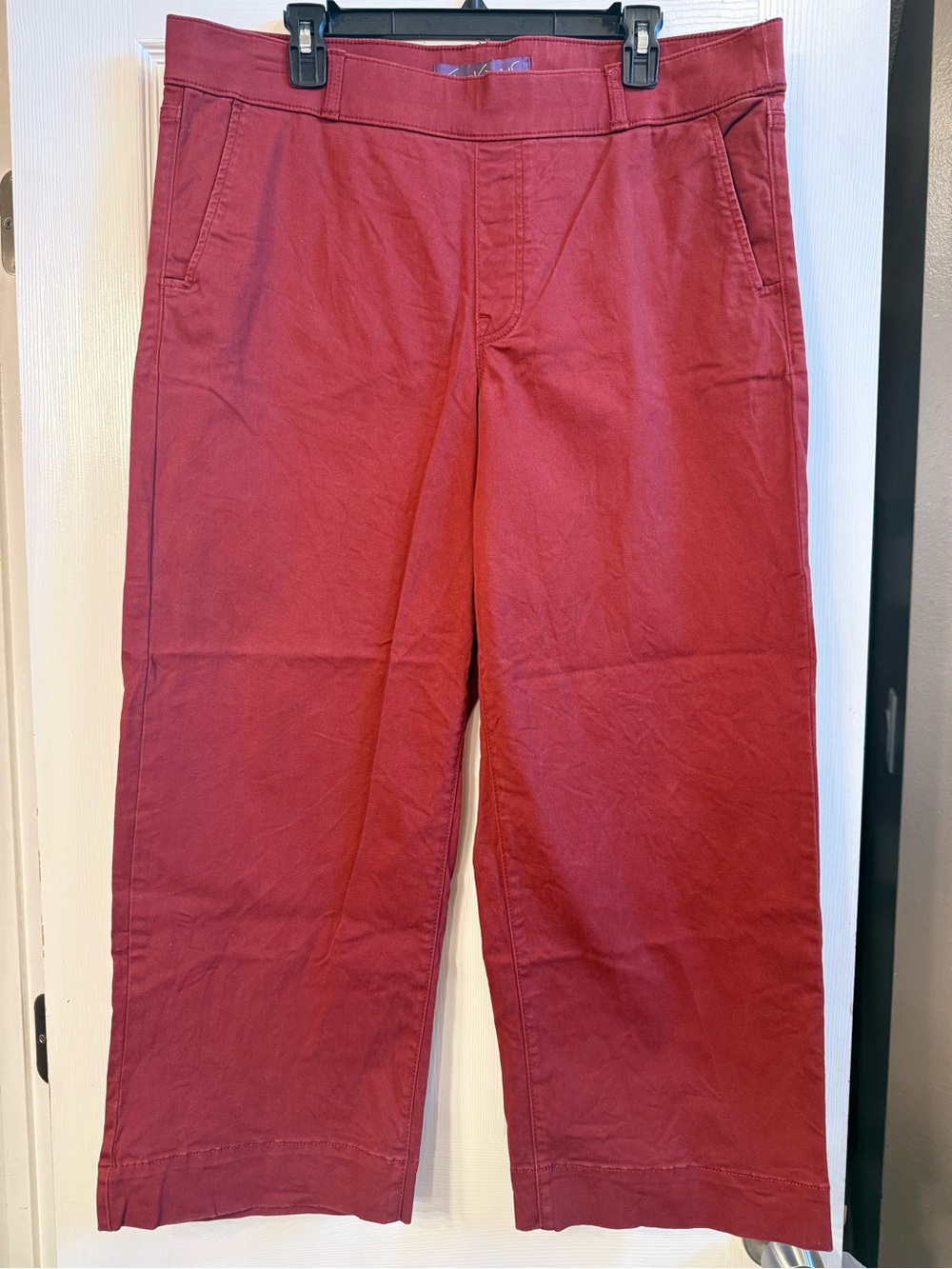 Gloria Vanderbilt Women’s Burgundy Wide-Leg Chinos with Elastic Waistband